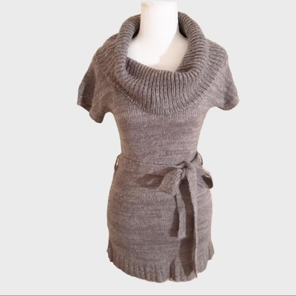 Sweater Project gray knitted mock neck mini dress size Small